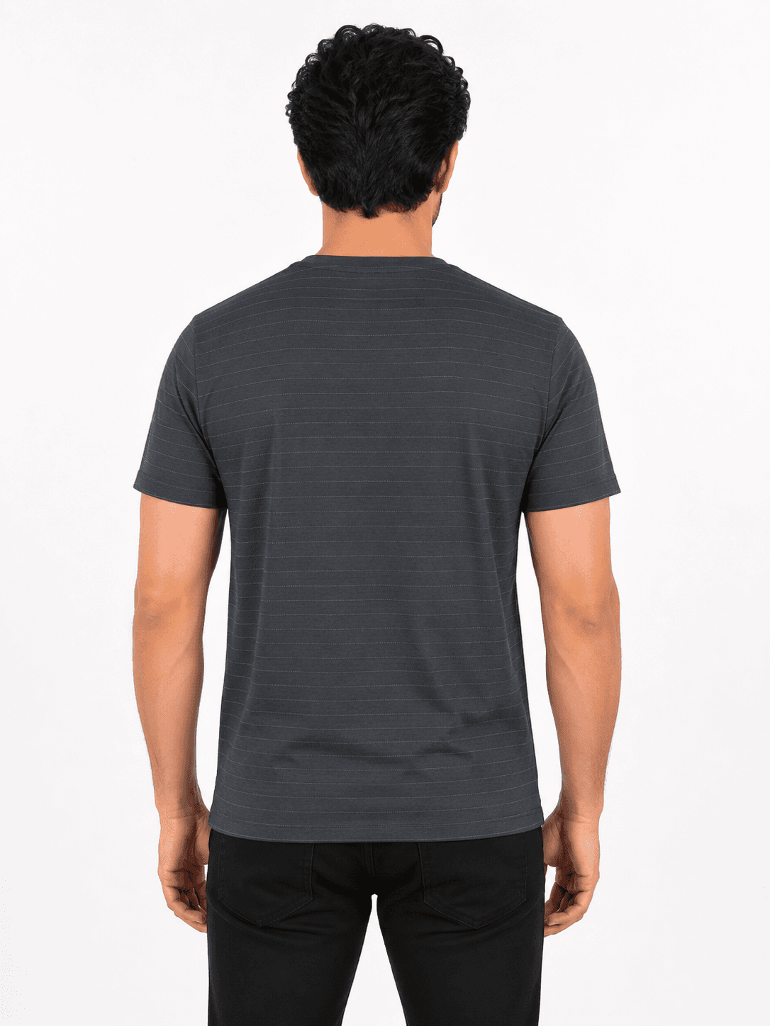 CHARCOAL PINSTRIPE OVERSIZED POLO T-SHIRT second view